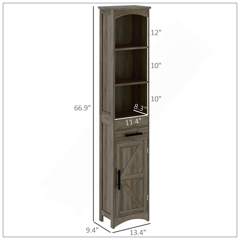 Armoire de rangement étroite, étroite et étroite avec tiroir, Gris