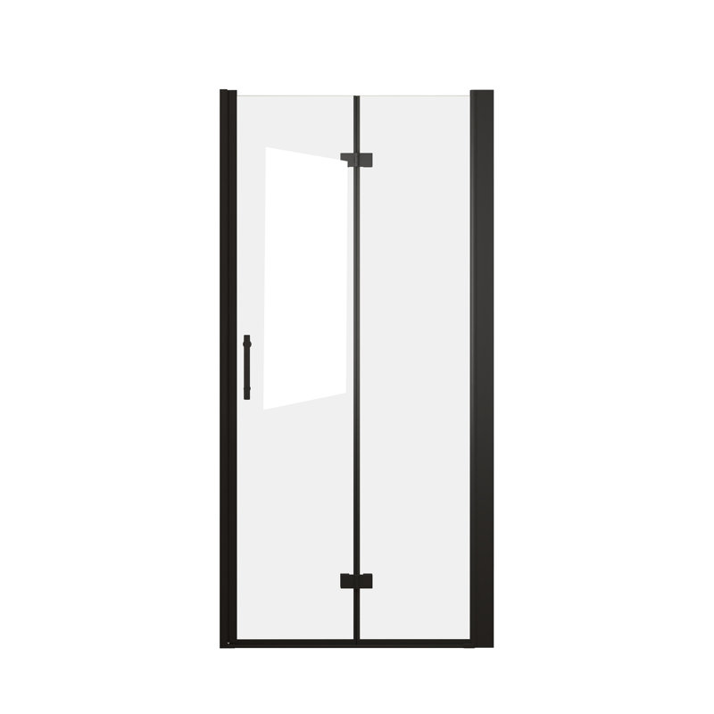 Porte de douche pliante avec verre trempé et cadre en aluminium noir mat
