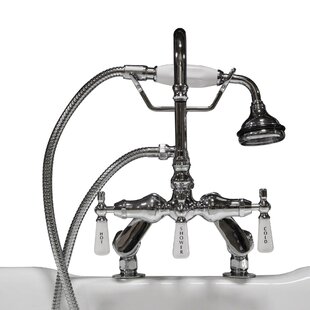 Triple Handle Deck Mounted Clawfoot Tub Faucet with Diverter and Handshower