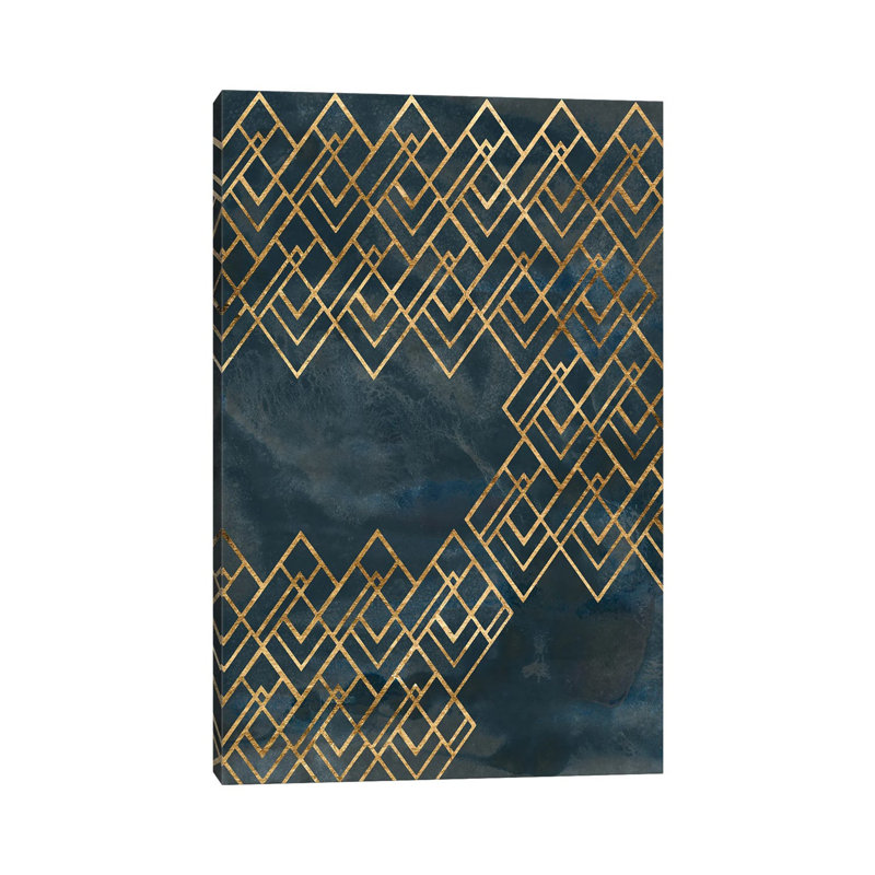 Deco Pattern In Blue IV by June Erica Vess - Wrapped Canvas Print, 66.04 cm H x 45.72 cm W