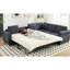 Lit 6 places, canapé-lit modulaire en forme de L, gris, avec coussin mi-ferme et canapé-lit amovible, fait de matériaux pour la longévité
