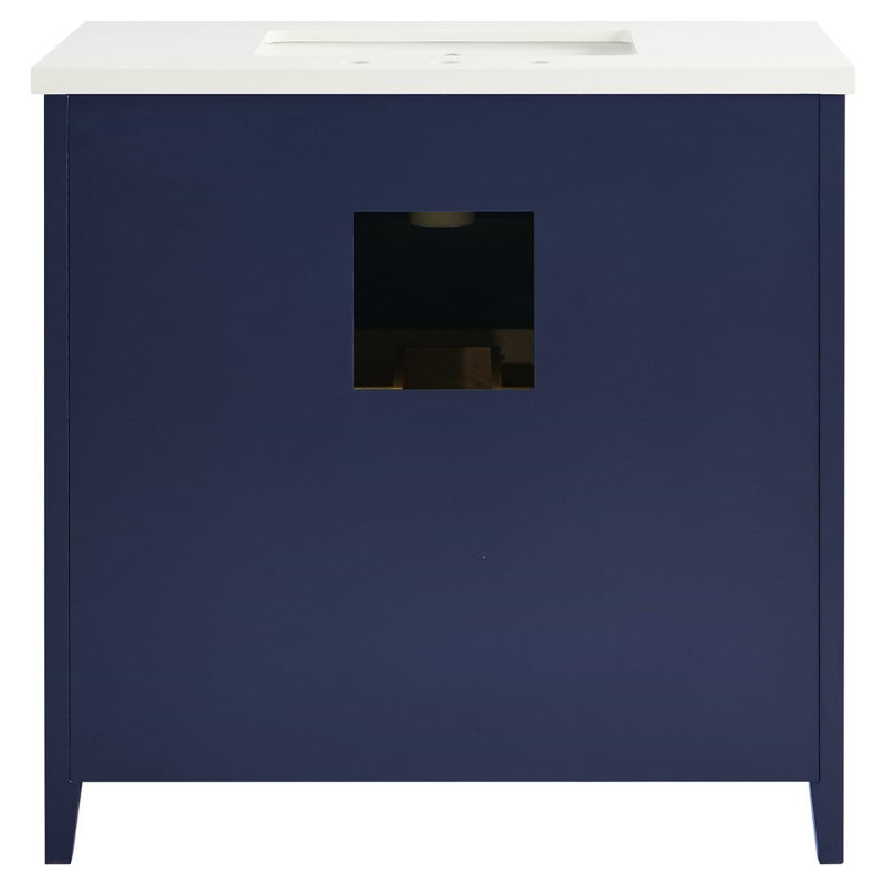 Iconic 36" Freestanding Standard Single Bathroom Vanity with Top, Navy, Gold, 36"