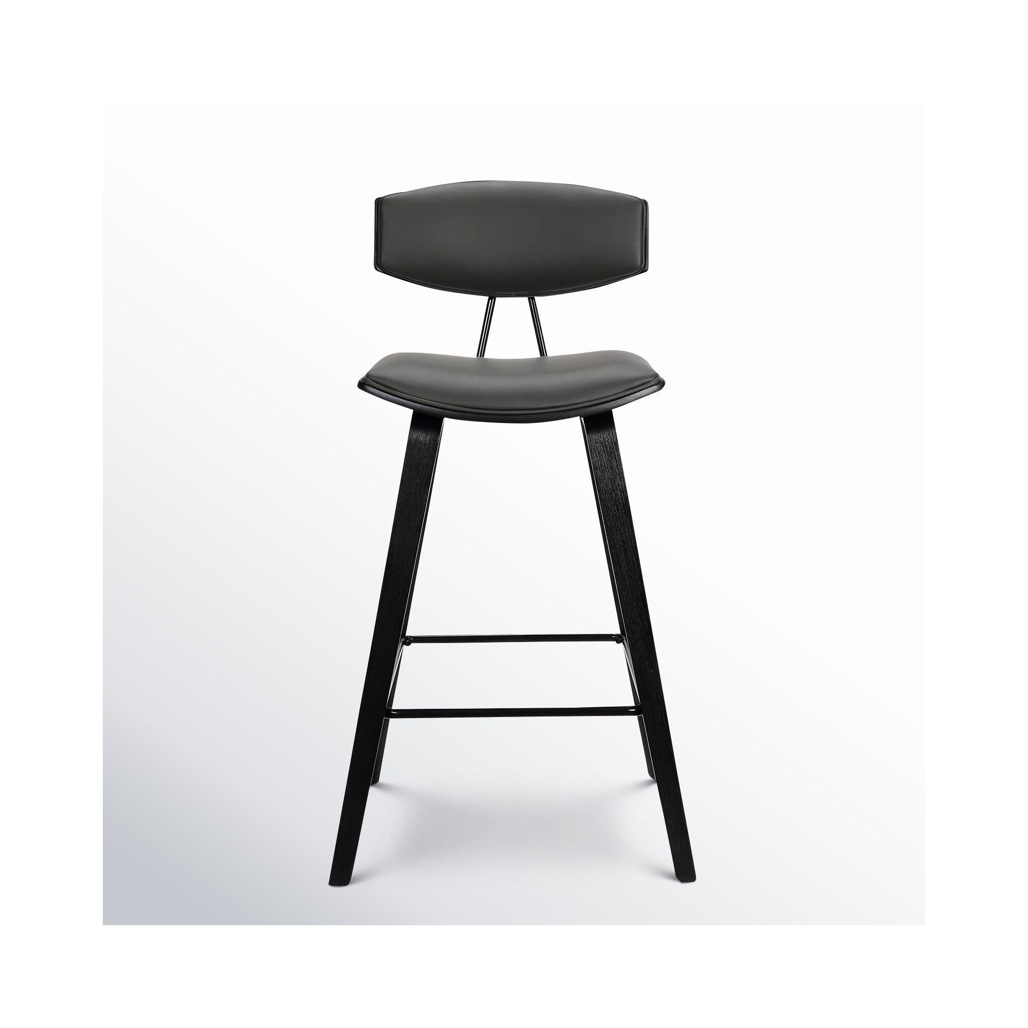 Payton Vegan Leather Bar & Counter Stool, Counter Stool (26" Seat Height), Black, Gray Faux Leather