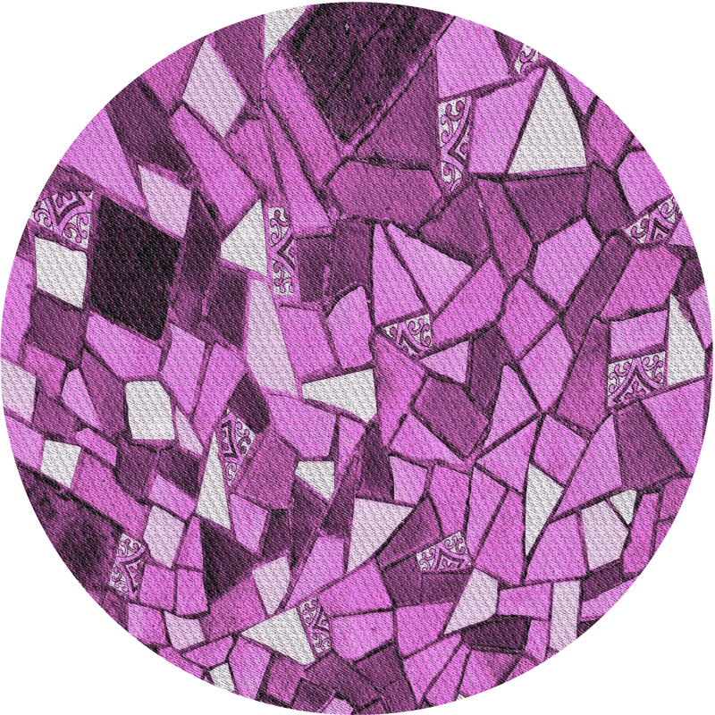 Tapis mauve/blanc à motifs Chantille, Rond 8 pi