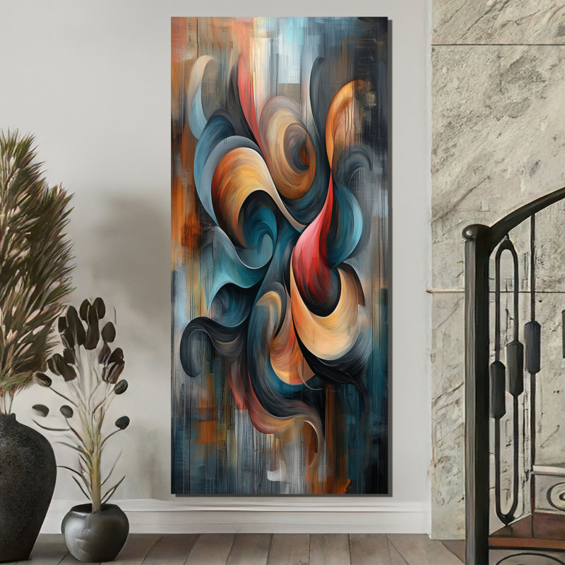 Nykeema, dessin au trait abstrait paysage, H 60 po x l 28 po, Toile tendue, Ne s’applique pas