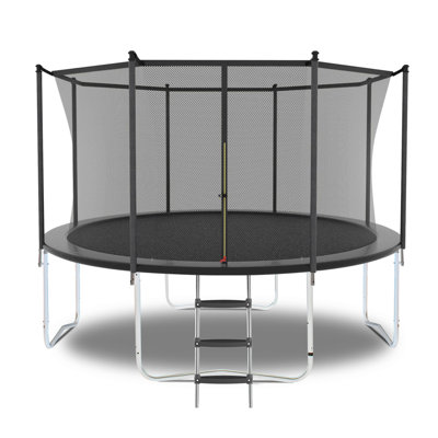 8FT Trampoline With Safety Enclosure Net, Outdoor Trampoline With Heavy Duty Jumping Mat And Spring Cover Padding For Kids And Adults