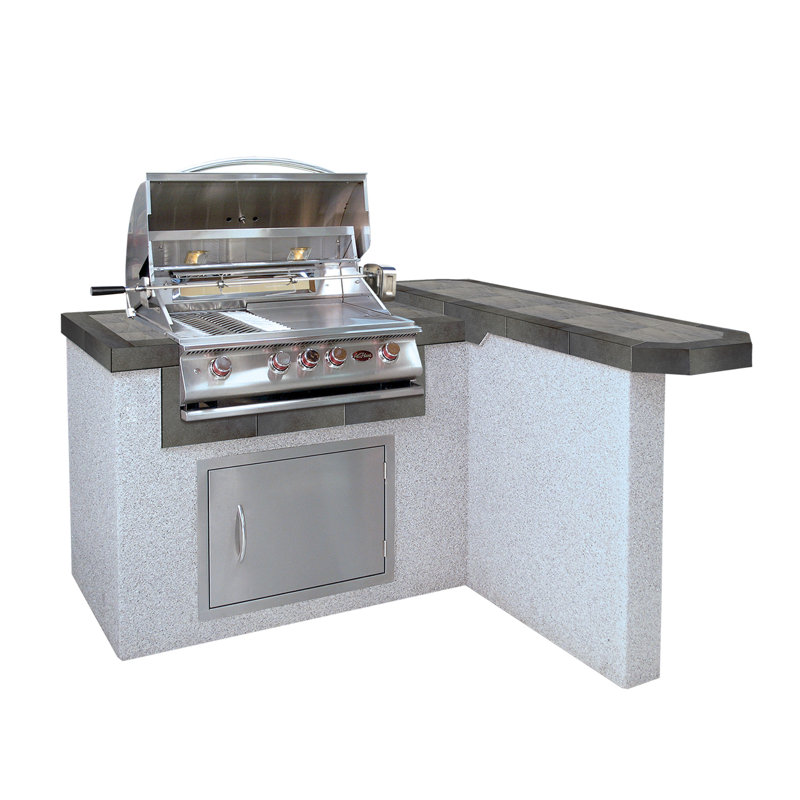 1 -Piece 4-Burner Liquid Propane BBQ Grill Islands