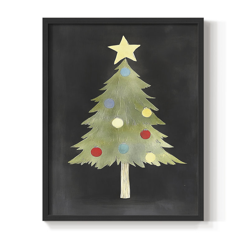 «Christmas Holiday Art IV», reproduction encadrée - bois massif, 21" H x 17" W, Noir, noir, noir, noir