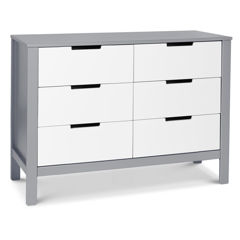 Commode double 6 tiroirs Colby, Gris / Blanc
