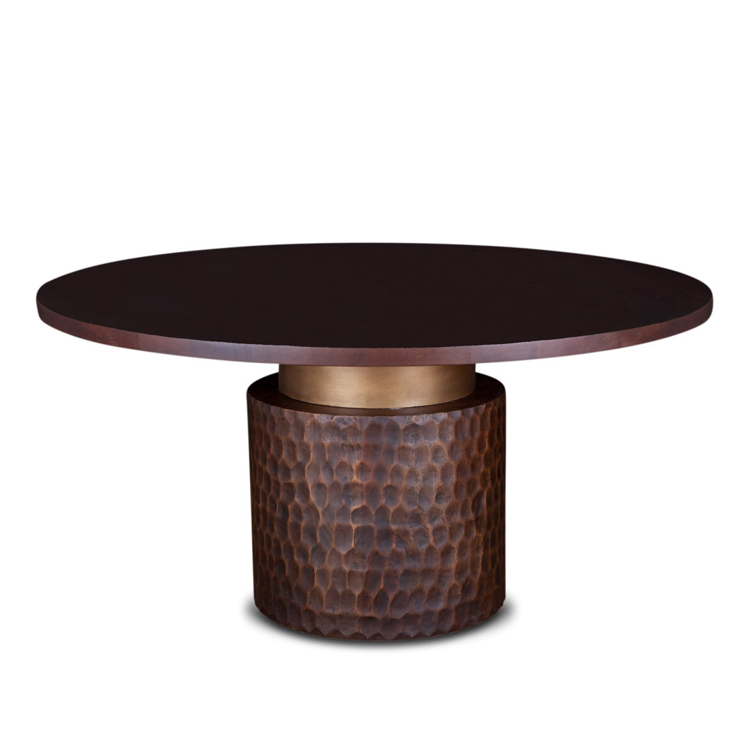 Haigh Round Solid Wood Top Metal Base Dining Table Loon Peak®