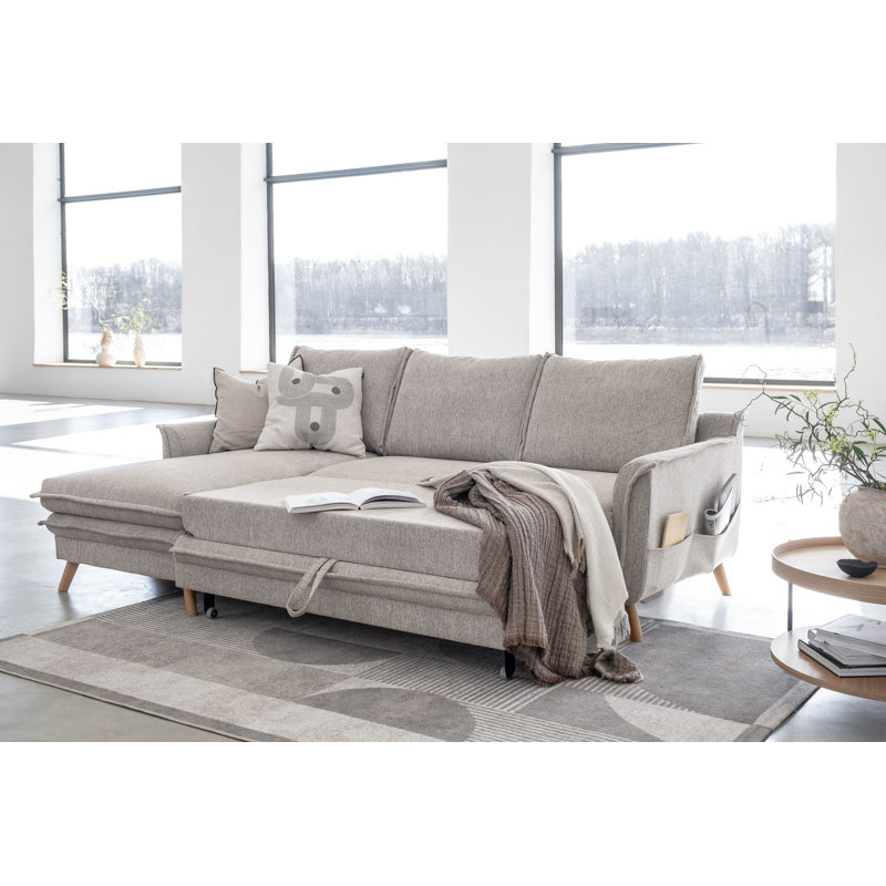 Charming Charlie Limited 4 Seater Sofa Bed, Left facing, Sand Grey