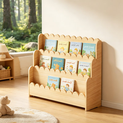 Bibliothèque en bois à 3 niveaux, bibliothèque pour tout-petits, bibliothèque de présentation pour chambres d'enfants, salle de jeux, chambre de bébé