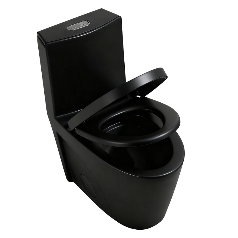 Dual-Flush Water-Saving Elongated Toilet, Comfort Height, Soft Close Seat, Matte Black, 1.1/1.60 GPF