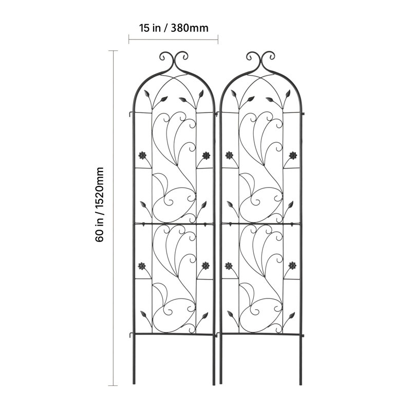 152.4cm H x 38.1cm W Metal Trellis