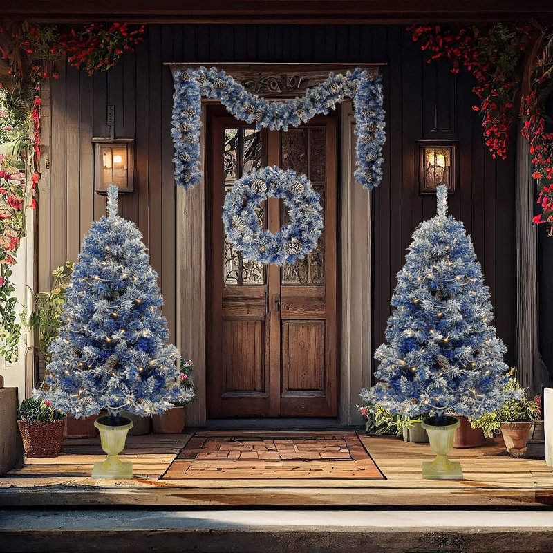 Arbre de Noël artificiel régulier (double) avec aiguilles bleues