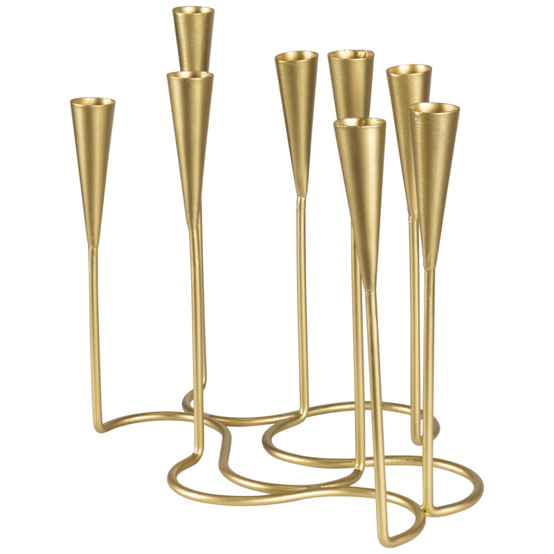 Candélabre moderne à chandelle 8 lumières, 11 po, finition or mat