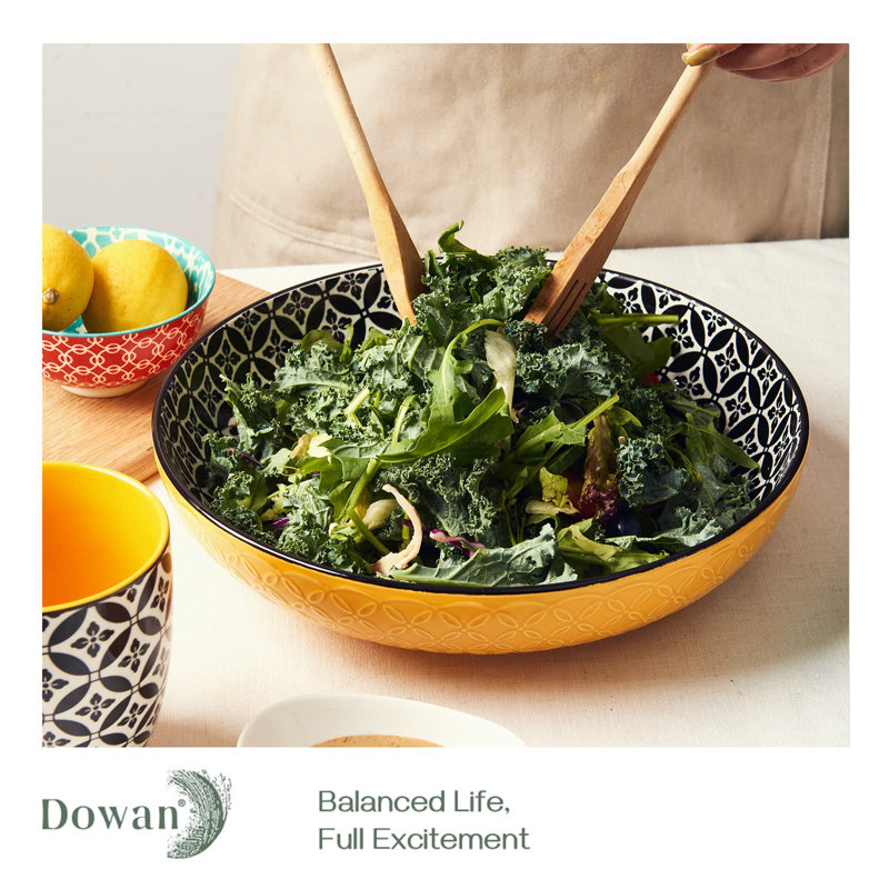 Vibrant Multicolor Ceramic Serving Bowls Set for Salad and Pasta