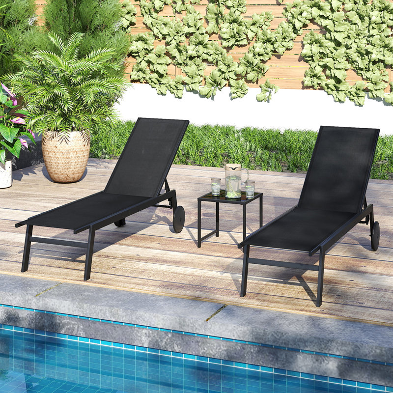 190cm Long Single Chaise, Black