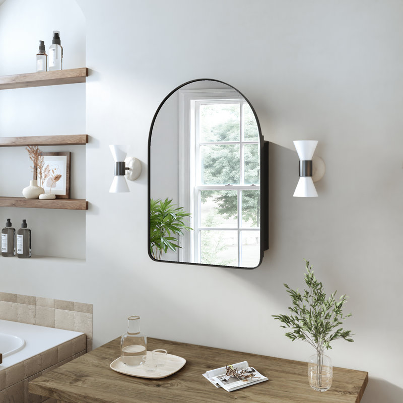 Armoire à pharmacie encastrée ou à surface avec miroir Drakes, Black, H 36 po x l 24 po x P 5 po