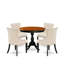 Ensemble de table de salle à manger 5 pièces comprenant une table de salle à manger et 4 chaises de salle à manger en tissu de lin beige clair avec dossier capitonné - Finition noire-1531387848