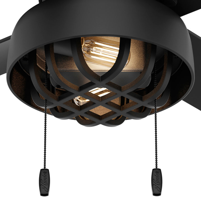52" Matte Black Indoor/Outdoor Ceiling Fan with LED Light Kit