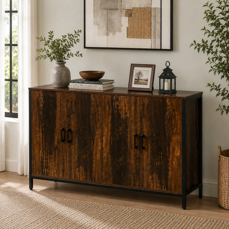 Buffet industriel avec portes et tablettes réglables pour la cuisine