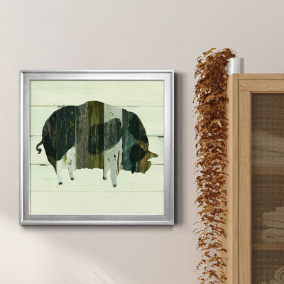 Woodgrain Pig - Peinture sur toile encadrée