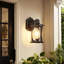 Lampe murale d'extérieur moderne brun Dusk to Dawn avec base E26 et verre trempé, rouille et imperméable (ensemble de 2)-651065210-651159092