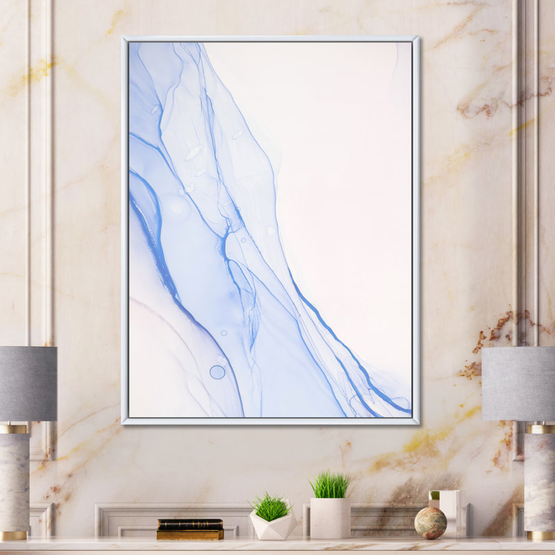 «Blue Marble Waves», reproduction d'art sur toile moderne, H 36 po x l 24 po x P 1 po, Toile à cadre flottant blanc