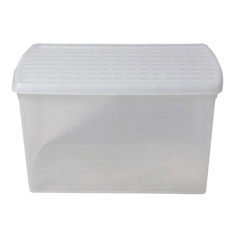 Wham Clip 4x 14L Rectangular Plastic Storage Boxes with Secure Clip Lock Lids Clear/Clear/Clear