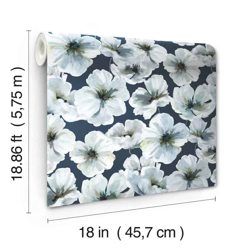 Peel & Stick Floral Roll, Navy