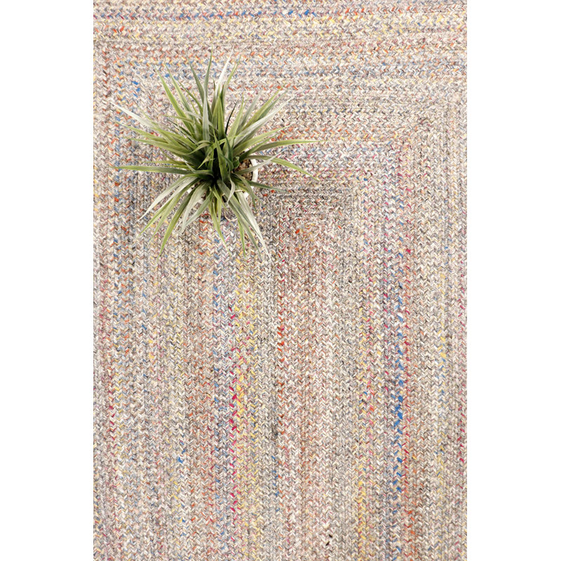 Lagos Multicolor Geometric Handmade Braided Synthetic Area Rug