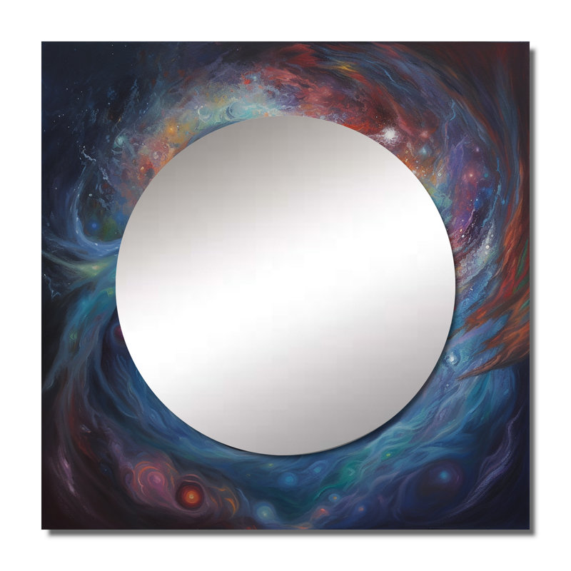 Divine naissance donnant naissance à soi cosmique I - Christianisme miroir carré pour décoration murale, 36 po x 36 po