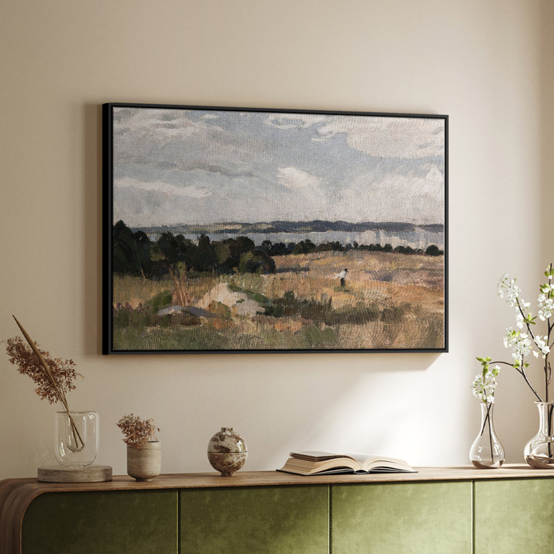 Paysage rétro - CMXLII, H 27 po x l 41 po x P 2 po, Toile avec cadre flottant noir