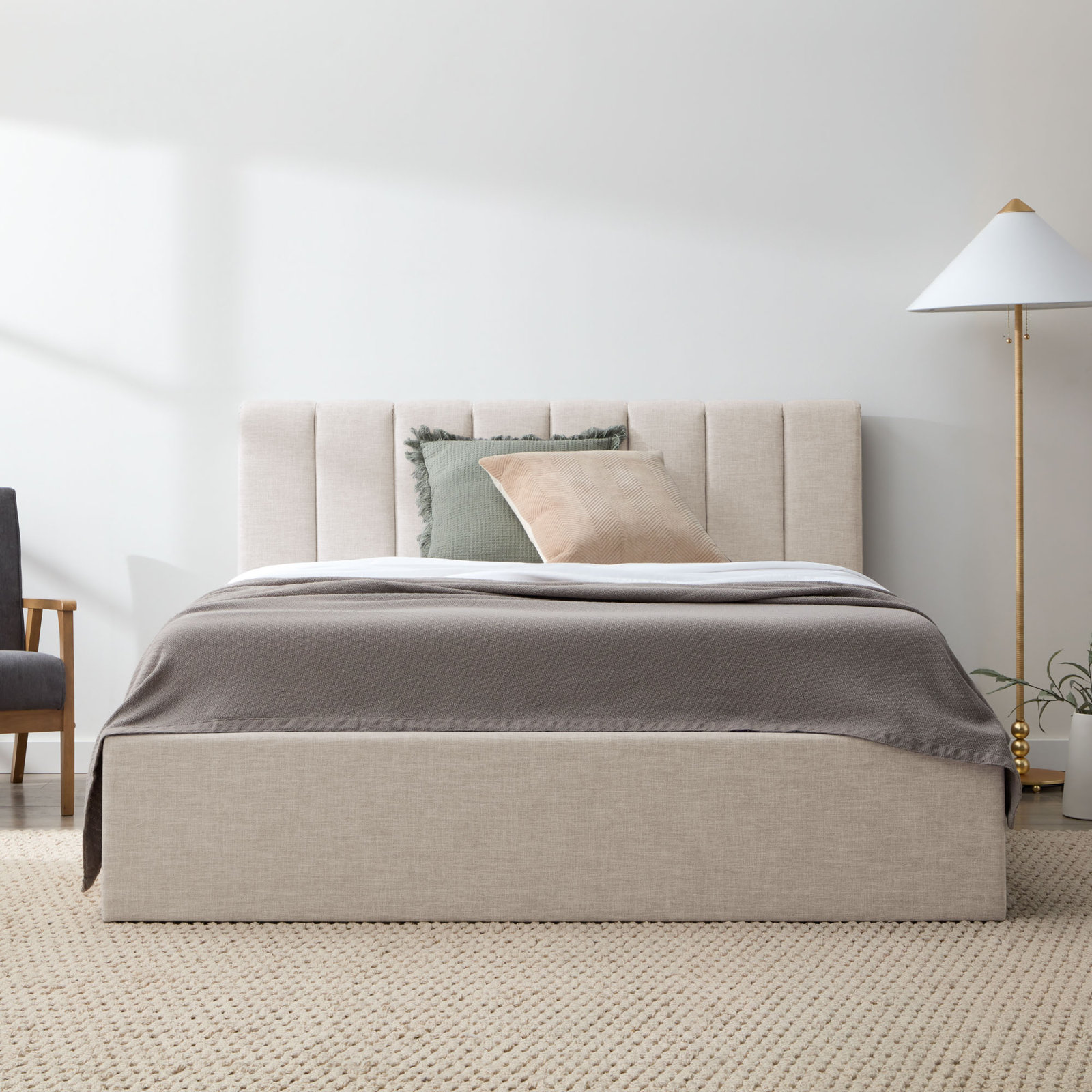 Delmar Linen Upholstered Bed, Queen, Oat