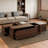 Rectangular Sliding Top Coffee Table With 2 Drawers And 2 Hidden Storage Compartments