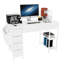 Bureau 47 po avec prise de courant et 7 tiroirs de rangement contemporains, tissu de table de meuble-lavabo rectangulaire blanc moderne pour chambre à coucher