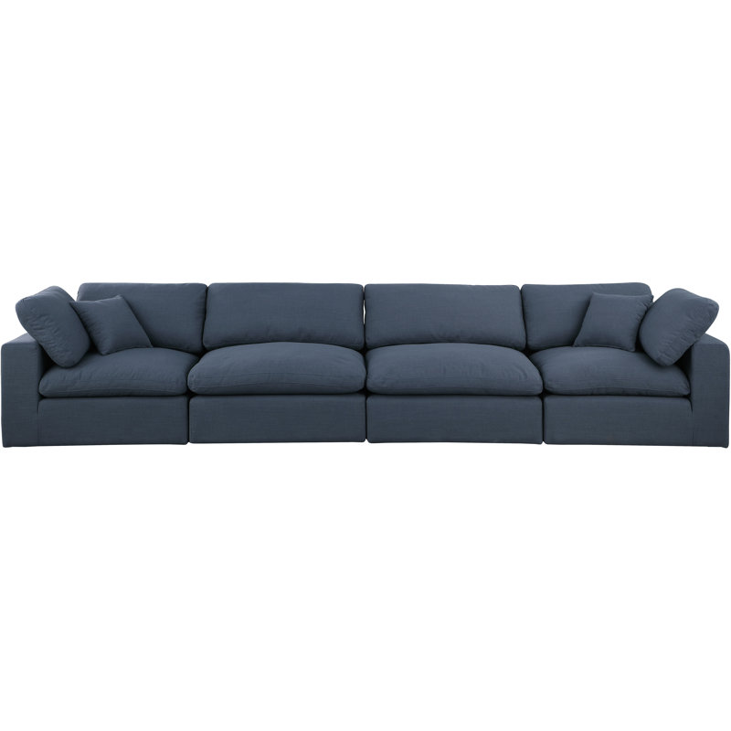 Hollynd 158" Linen Modular Sofa, Navy Linen Textured Fabric