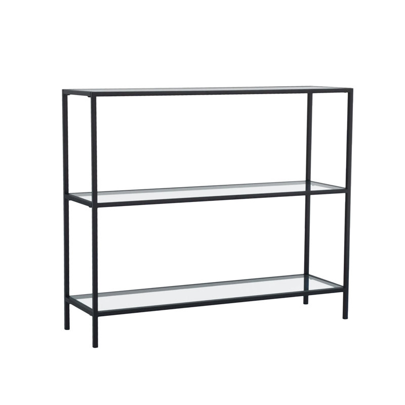Maraya 100cm Glass Top Console Table, Black