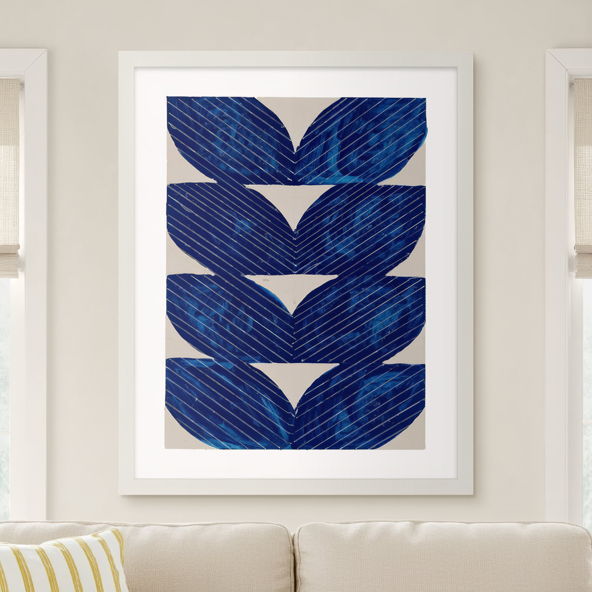 Navy Chevron by Andrea Stokes, White, 50" H x 40" W