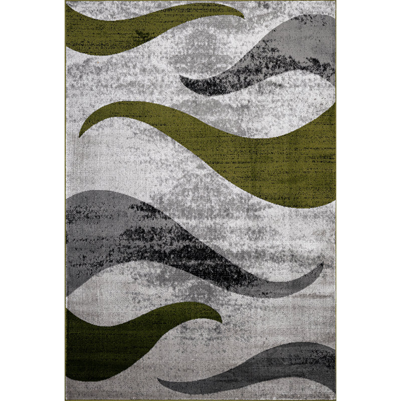 Abstract Area Rug, Green, Rectangle 200 x 290 cm