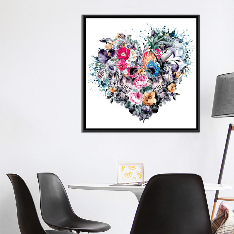 «Floral Forever», impression sur toile, H 18 po x l 18 po x P 1,5 po, Toile avec cadre noir, Pas de tapis