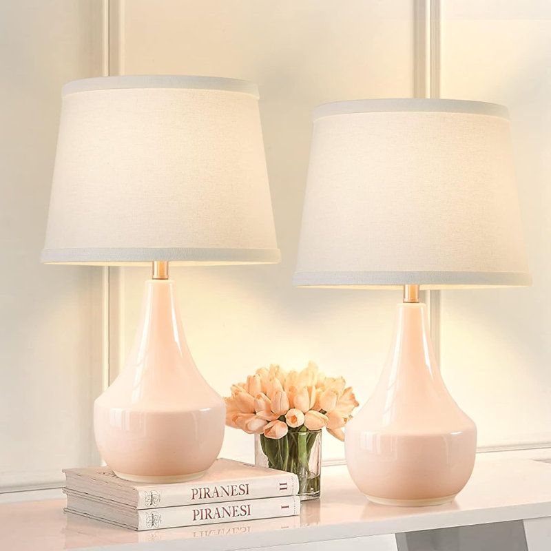 Abdullateef 18.58" Ceramic Table Lamp Small Nightstand Lamp Desk Lamp Best Gift for Children (Bulb Included), Pink