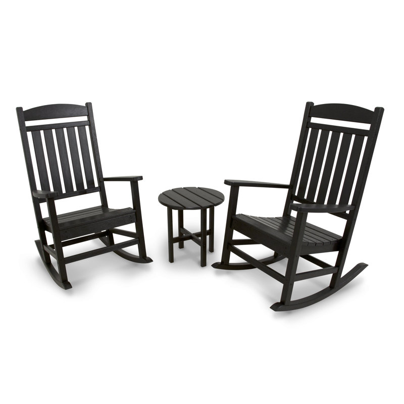 POLYWOOD Classics 3-Piece Rocker Seating Set, Black