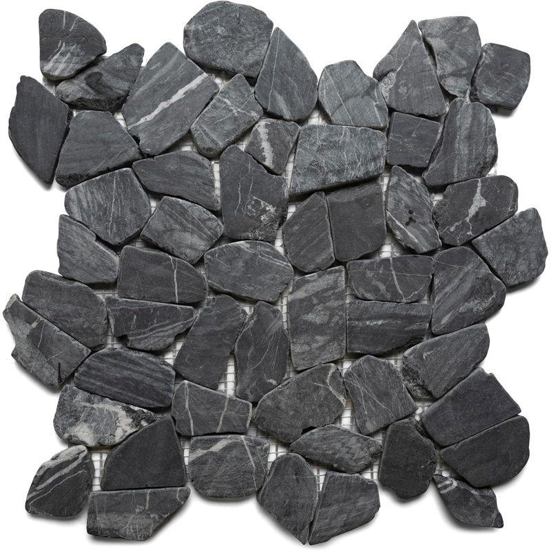 Carreau de mosaïque en pierre naturelle à caillou noir CNK Tile Tempest