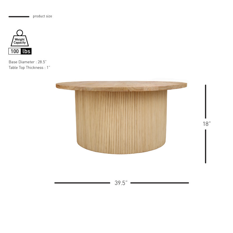 Kaelen Rattan Coffee Table W/ Wood Top