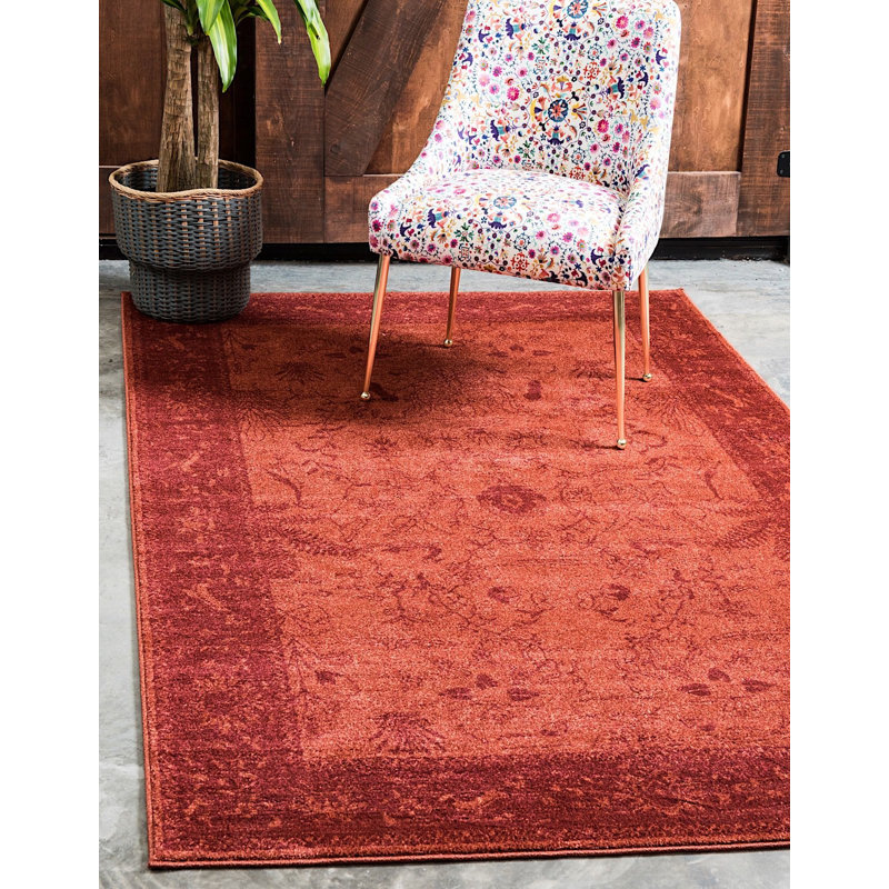 Tapis de style oriental rouge Amika, Rectangle 5 pi x 8 pi
