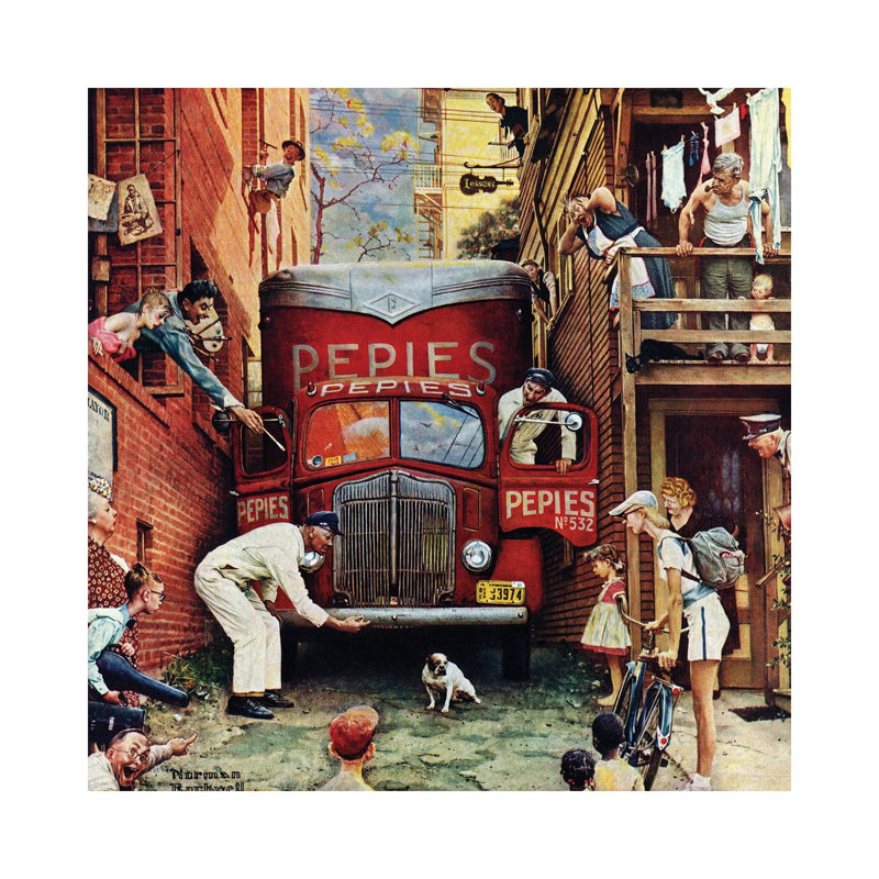 Road Block by Norman Rockwell - Wrapped Canvas Gallery-Wrapped Canvas Giclée, 45.72 cm H x 45.72 cm W