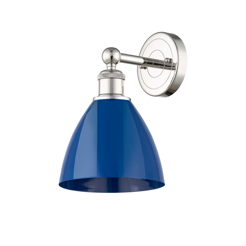 Applique à bras en métal, Bleu, Nickel poli
