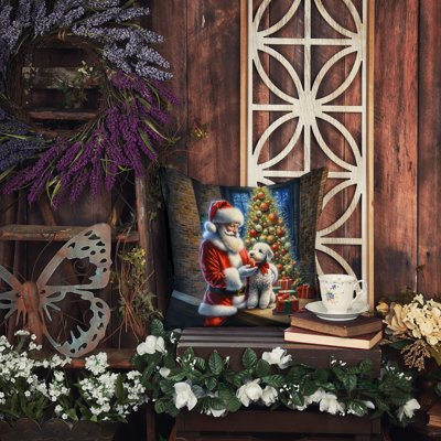 Coussin Bedlington Terrier and Santa Claus
